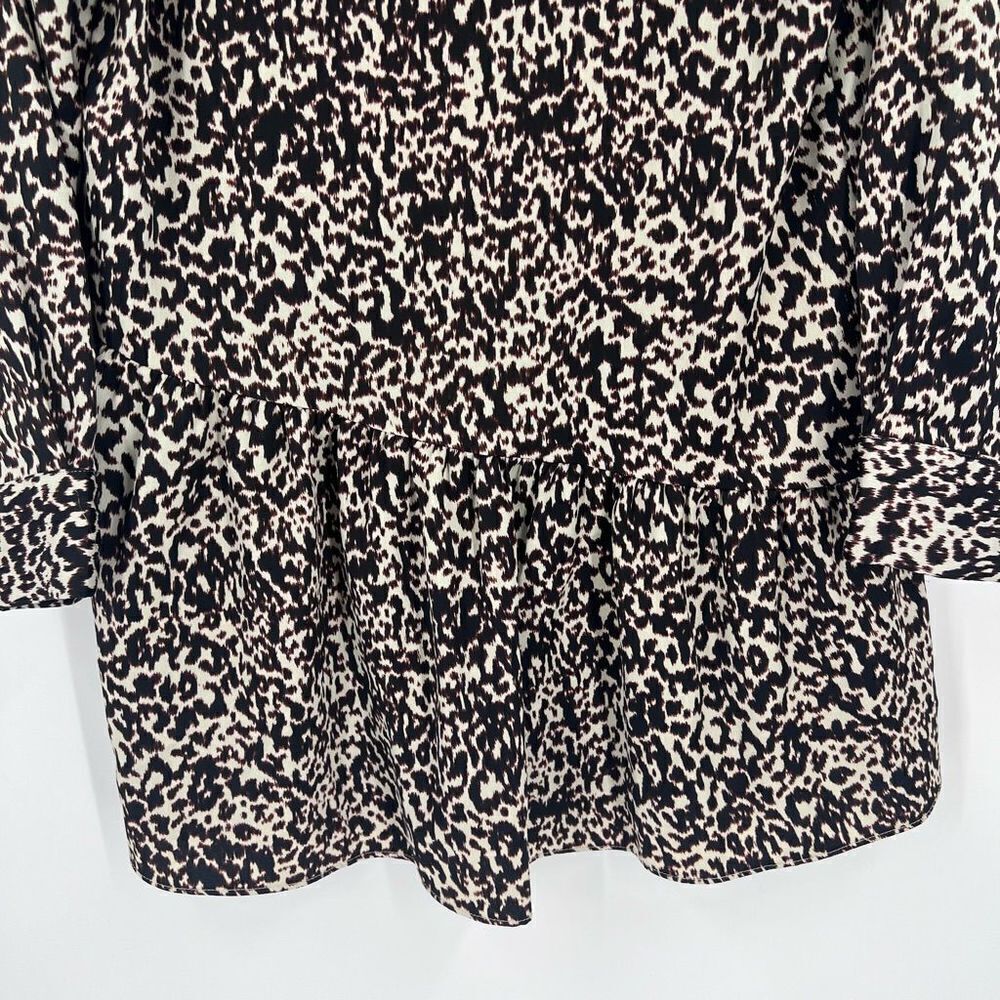 Zara Woman Cheetah Peplum Tunic Length Button Down Blouse medium - Picture 10 of 10